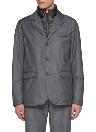 HERNO | Notch Lapel Single Breasted Detachable Bib Blazer
