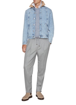 BRUNELLO CUCINELLI | Contrast Collar Light Wash Denim Jacket
