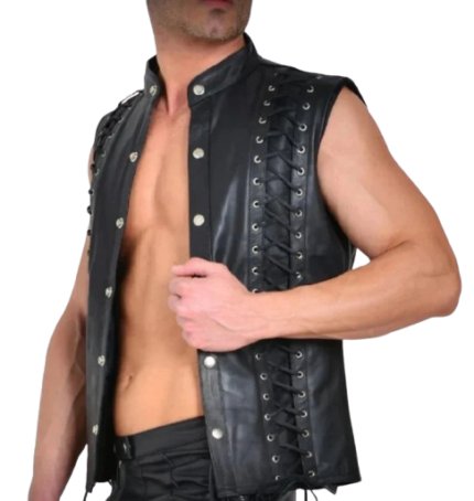 leather black vest warrior