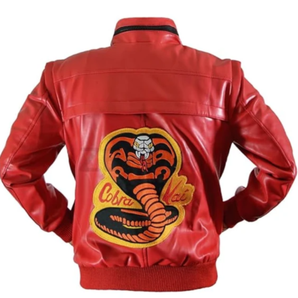 Mens Cobra Kai Johnny Red Retro Leather Jacket