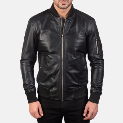 Mens Ionic Black Leather Jacket