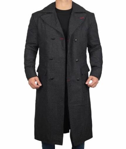 Mens Double Breasted Coat In Wool Blend