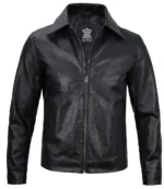 Men's Black Cow Hide Leather Jacket Harrington