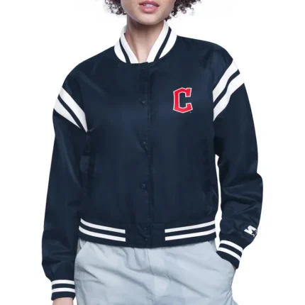 Cleveland Guardians Printed Logo Satin Jacket