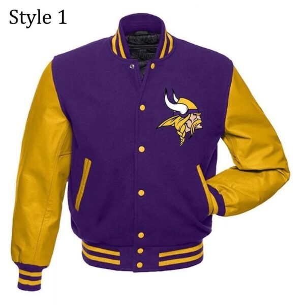 Minnesota Vikings Fans Purple and Yellow Varsity Letterman Jacket - Image 2