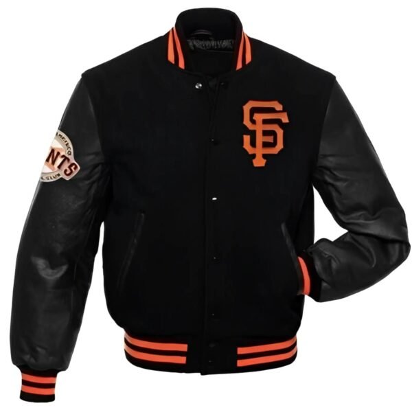 Men's San Francisco Giants MLB Varsity Jacket - Genuine Leather Sleeves, Letterman Style - Image 2