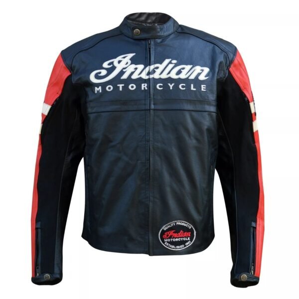 Men's Black & Red Indian Motorcycle Leather Jacket - Biker Style