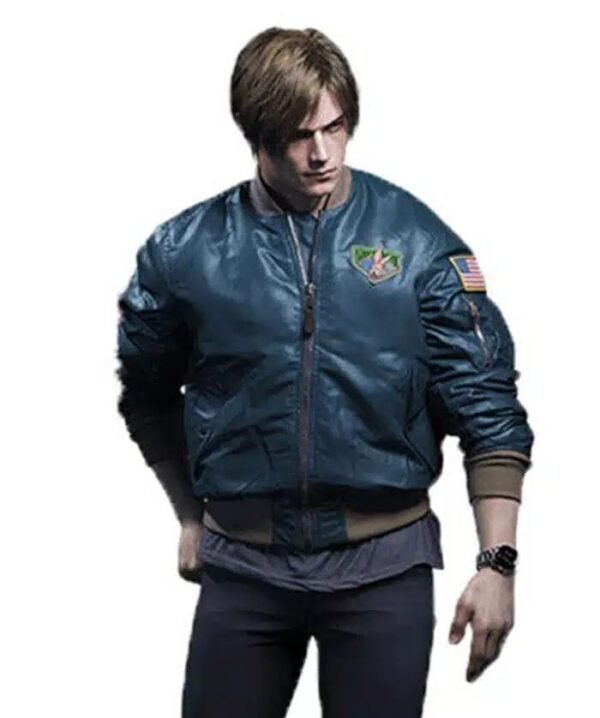 Leon S Kennedy Resident Evil 4 Remake Blue Jacket - Image 3