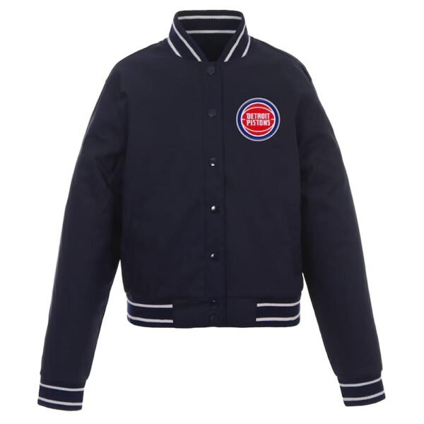 Detroit Pistons Navy Poly Twill Varsity Jacket