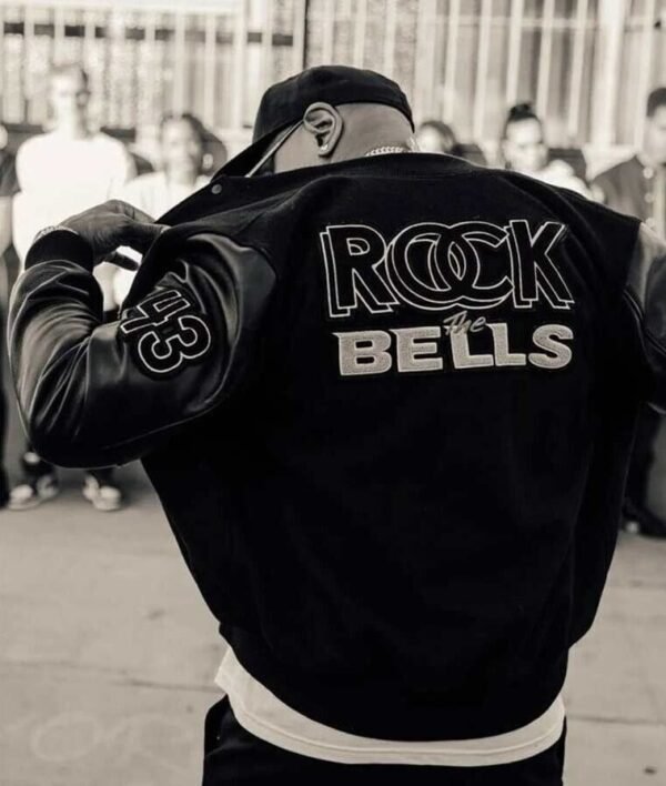 Men's Rock the Bells Black Letterman Bomber Varsity Jacket