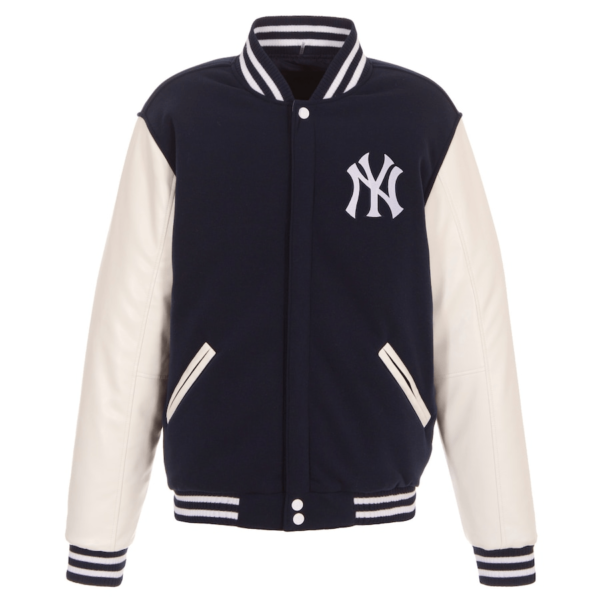 Men's New York Yankees Wool Jacket with Leather Sleeves - Image 2