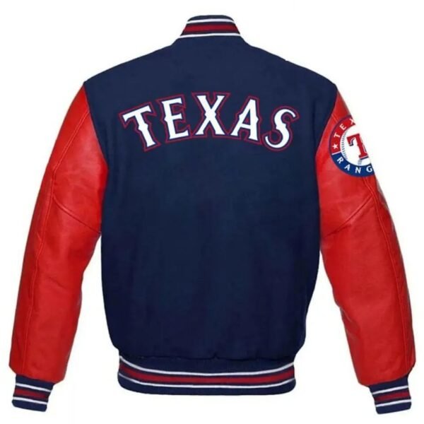 Texas Rangers Wool Body with Genuine Leather Sleeves Varsity Letterman Jacket