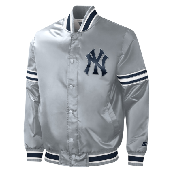 New York Yankees Starter Gray Satin Full-Snap Varsity Jacket