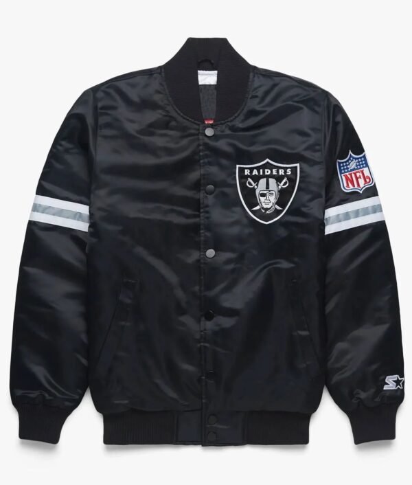 Striped Las Vegas Raiders Black Satin Jacket - Image 2