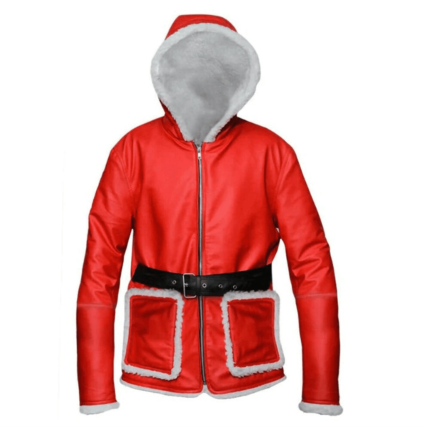 Unisex Red Leather Santa Claus Jacket - Perfect Christmas Costume