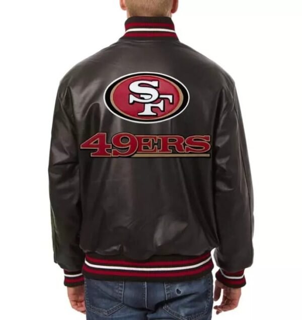 Men's San Francisco 49ers Black Varsity Letterman Real Leather Jacket