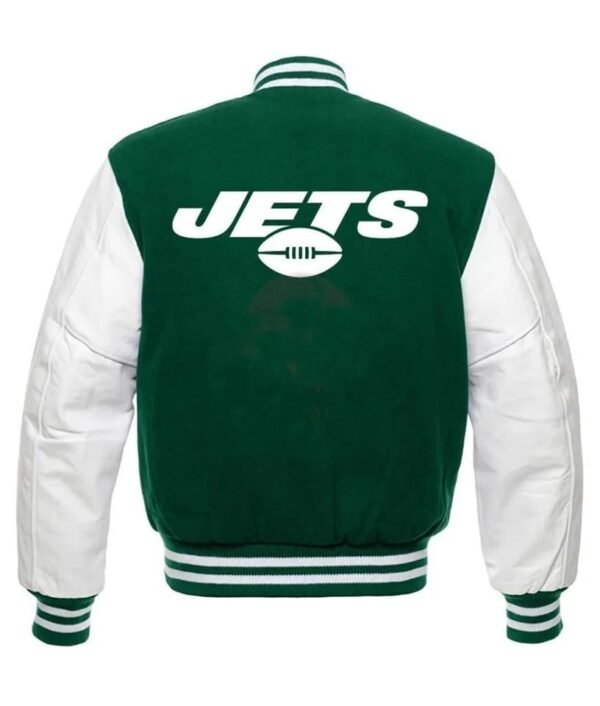 Men's New York Jets Green and White Football Apparel Varsity Jacket