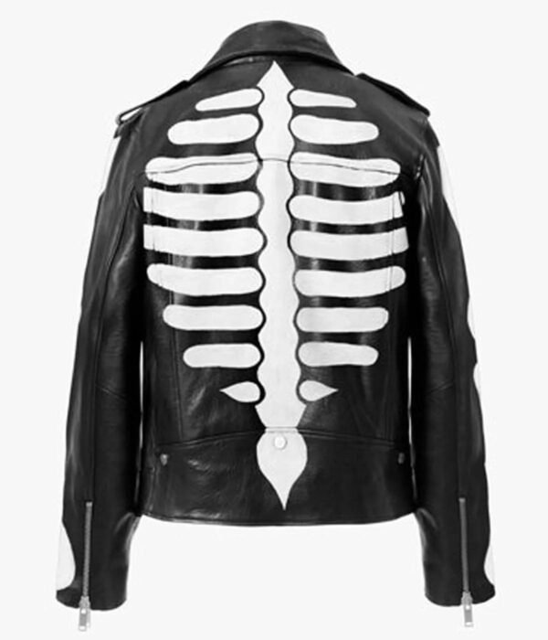 Guns N Roses Skeleton Biker Black Leather Jacket - Image 2