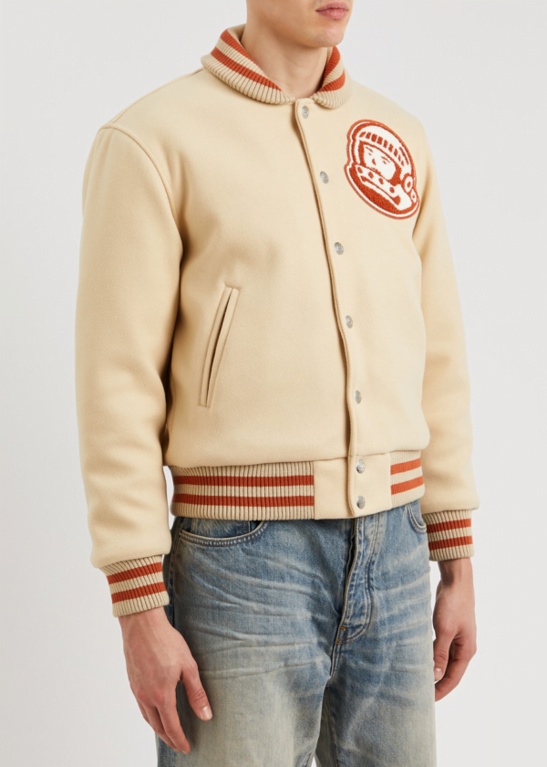 Men's Ivory Wool Varsity Jacket - BILLIONAIRE BOYS CLUB Design - Image 2