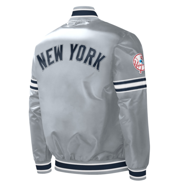 New York Yankees Starter Gray Satin Full-Snap Varsity Jacket - Image 2