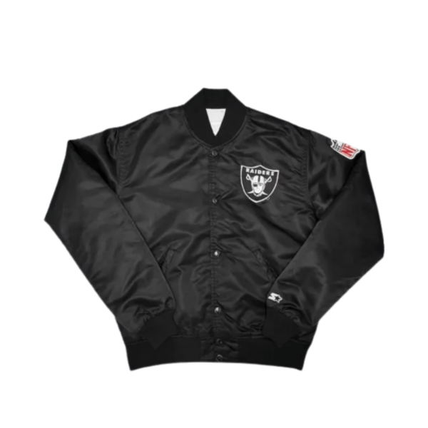 Starter Los Angeles Raiders Black Satin Bomber Jacket