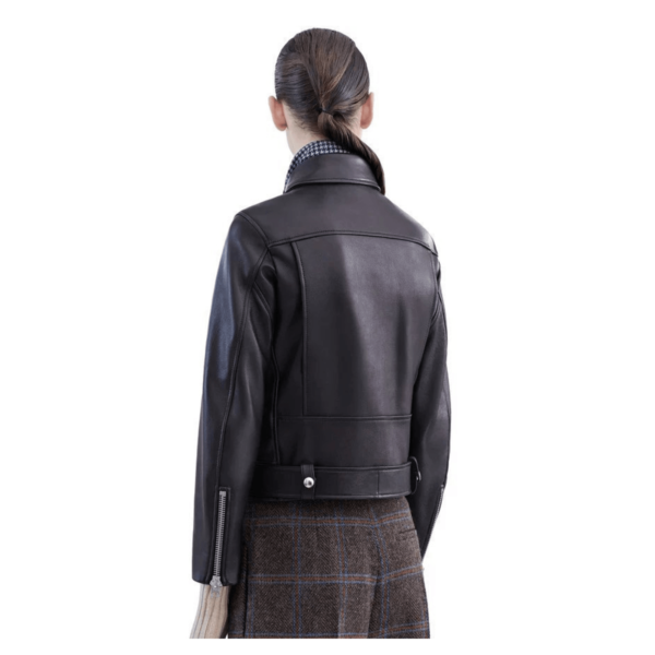 Women's Black Zipper Biker Leather Jacket - Stylish Motorcycle Outerwear - Image 2