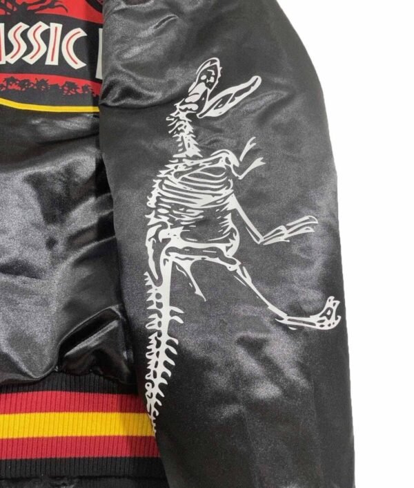 Men's Jurassic Park Black Satin Bomber Jacket - Movie-Inspired Outerwear - Image 3