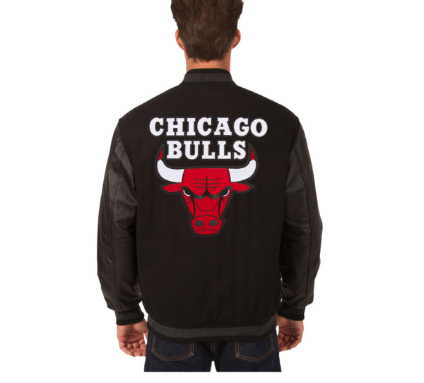 Men's Chicago Bulls Wool & Leather Black Varsity Jacket