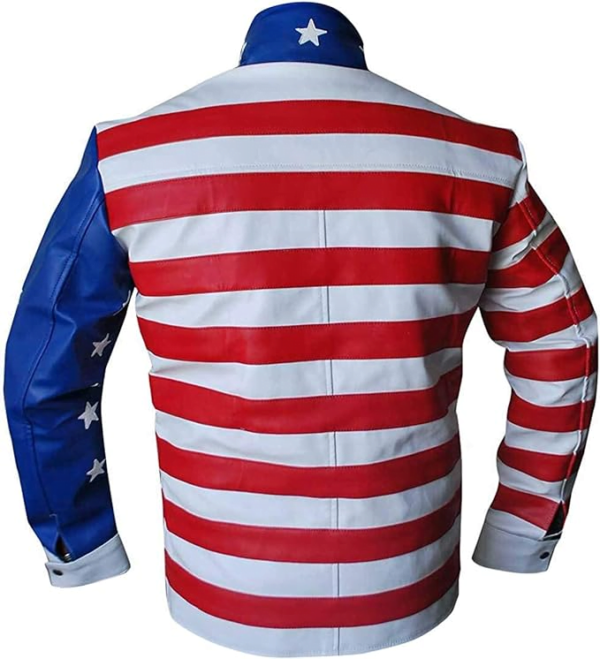 Men's Vintage Vanilla Ice American Flag Biker Leather Motorcycle Jacket - Image 2