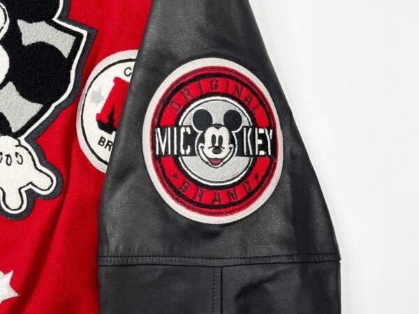 Michael Jackson Mickey Mouse Varsity Letterman Jacket Red and Black Wool Body - Image 4