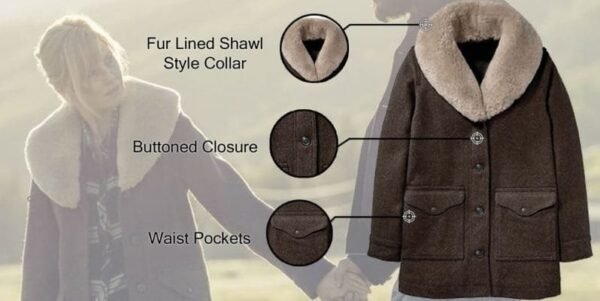 Beth Dutton Yellowstone Fur Shawl Collar Coat - Image 5