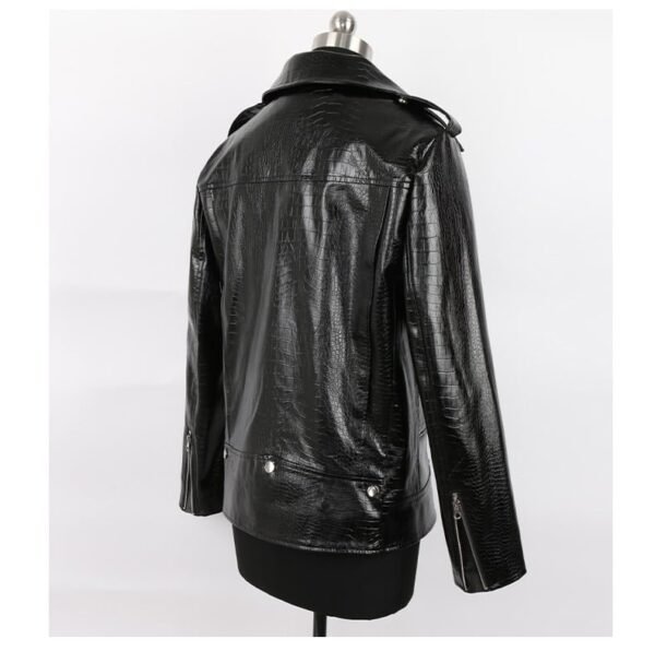 Men's Black Crocodile Embossed Real Leather Jacket - Luxurious Designer Outerwear - Image 3