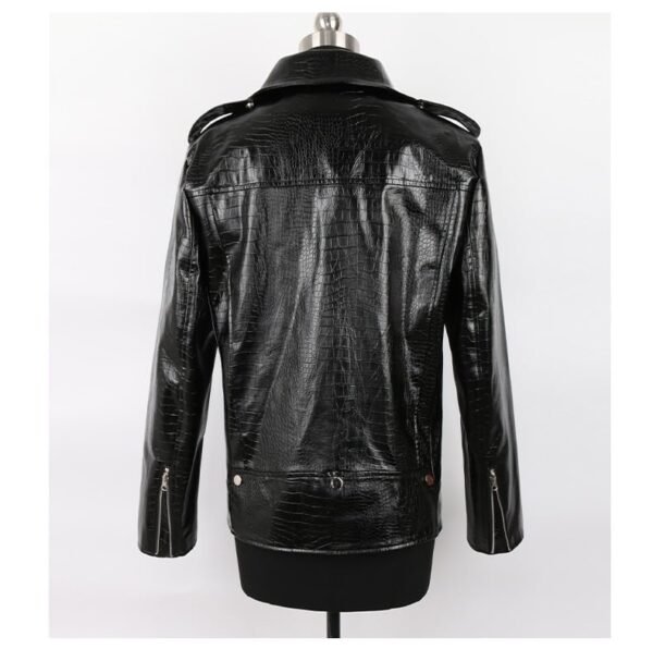 Men's Black Crocodile Embossed Real Leather Jacket - Luxurious Designer Outerwear - Image 2