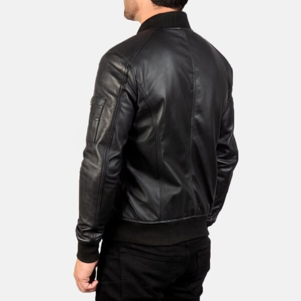 Bomia Ma-1 Black Leather Bomber Jacket - Image 3