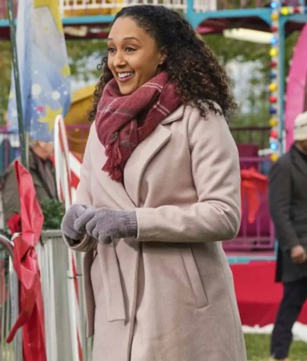 Christmas Comes Twice Tamera Mowry-Housley Grey Wool Coat - Image 2