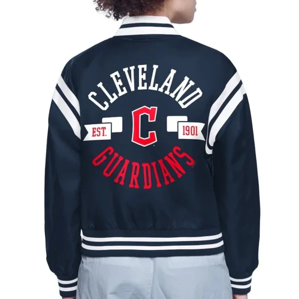 Cleveland Guardians Printed Logo Satin Jacket - Image 3