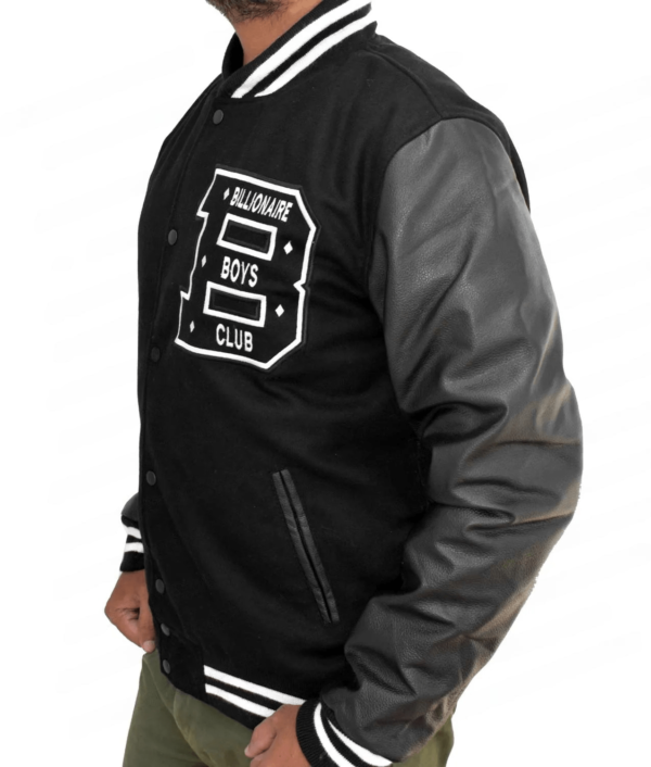 Men's Black Billionaire Club Bomber Varsity Leather Jacket - Image 2