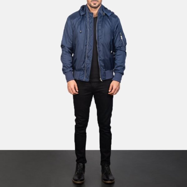 Hanklin Ma-1 Blue Hooded Bomber Jacket - Image 2