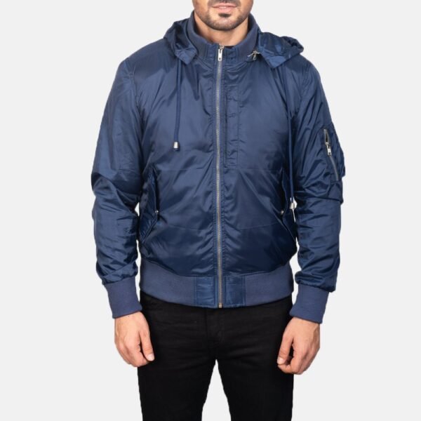 Hanklin Ma-1 Blue Hooded Bomber Jacket - Image 6