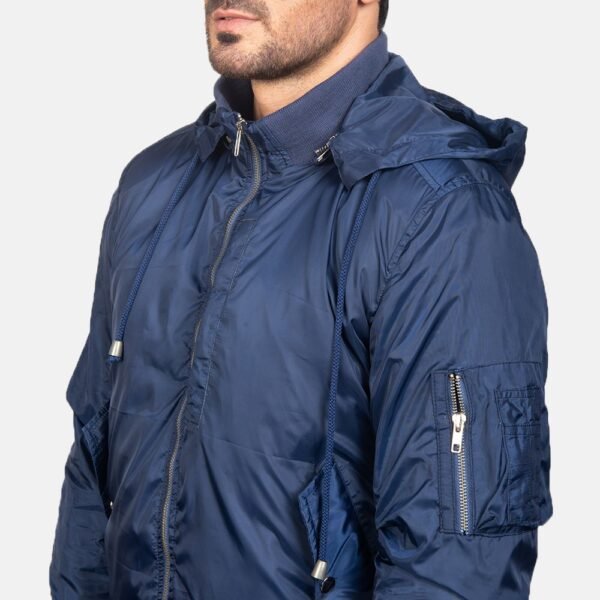 Hanklin Ma-1 Blue Hooded Bomber Jacket - Image 7