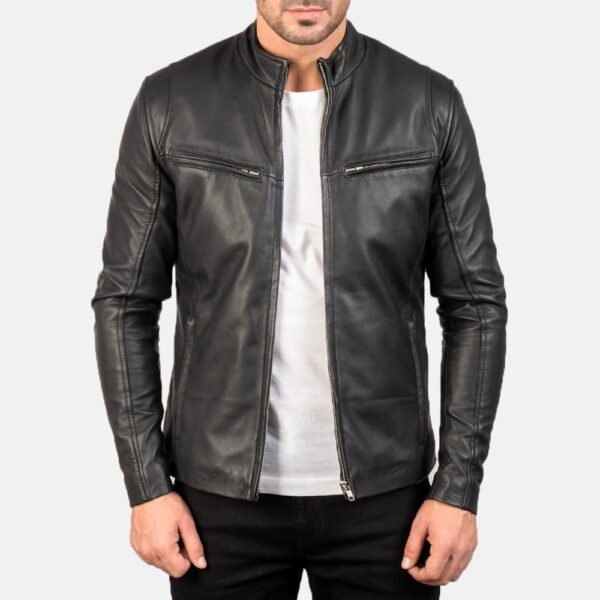 Ionic Black Leather Jacket - Image 2