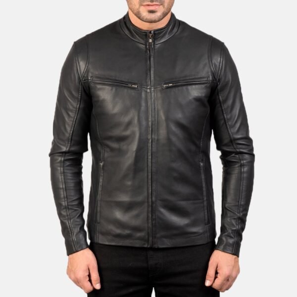 Ionic Black Leather Jacket - Image 3