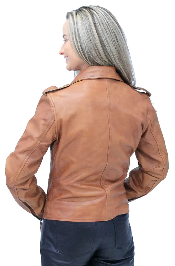 Arizona Brown Leather Motorcycle Jacket - Image 6