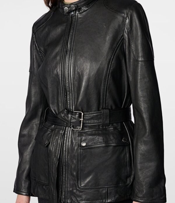 Lauren Long Belted Leather Jacket - Image 2