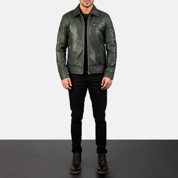Lavendard Brown Leather Biker Jacket - Image 12