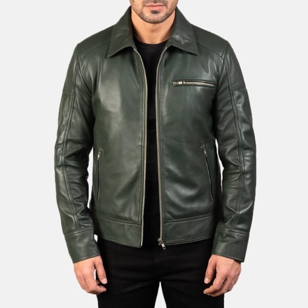 Lavendard Brown Leather Biker Jacket - Image 11