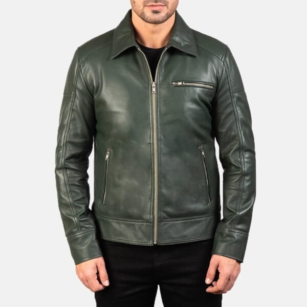 Lavendard Brown Leather Biker Jacket - Image 9