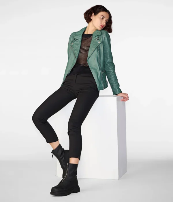 Women's Marissa Moto Asymmetric Leather Jacket - Image 3