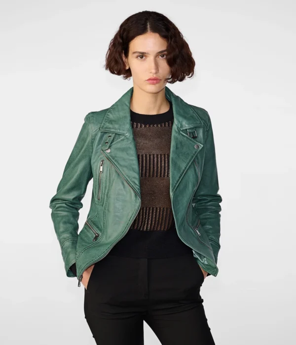 Women's Marissa Moto Asymmetric Leather Jacket - Image 4