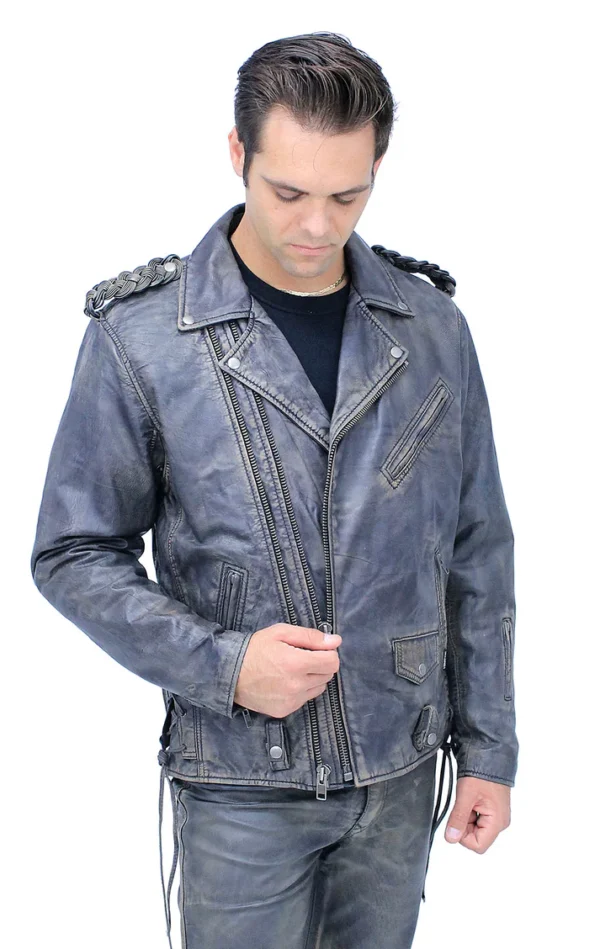 Men's Double Zip Out Leather Jacket - Image 3